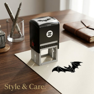 Spooky Midnight Bat Custom Self Inking Stamp Desig