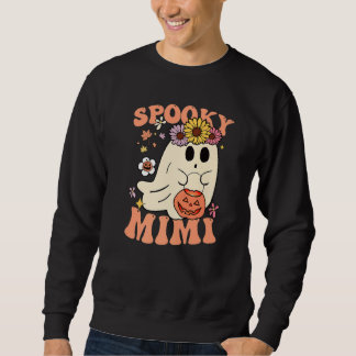 Spooky Mimi Women Floral Ghost Grandma Pumpkin Hal Sweatshirt