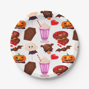 Spooky Minimal Dracula Candy For Halloween Paper Plate