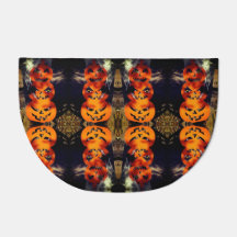 Spooky Mirrored Jack-O-Lanterns Door Mat