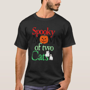 Spooky Mom Of Two Cats Halloween CatMother Graphi T-Shirt