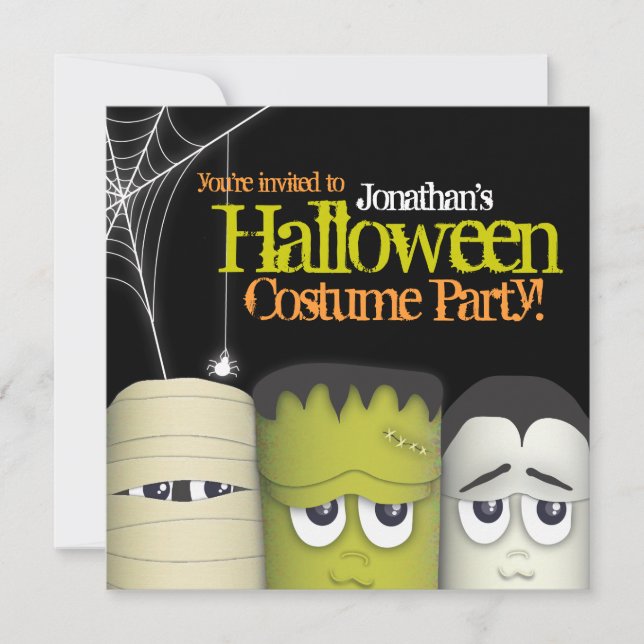 Spooky Monster & Friends Halloween Costume Party Invitation (Front)