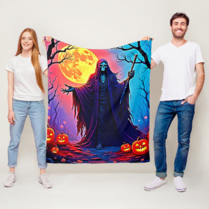 Spooky Moon Death's Call Design Fleece Blanket