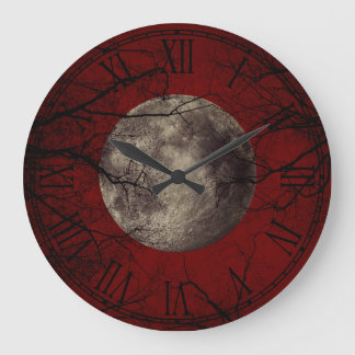 Spooky Moon Halloween Prints Large Clock