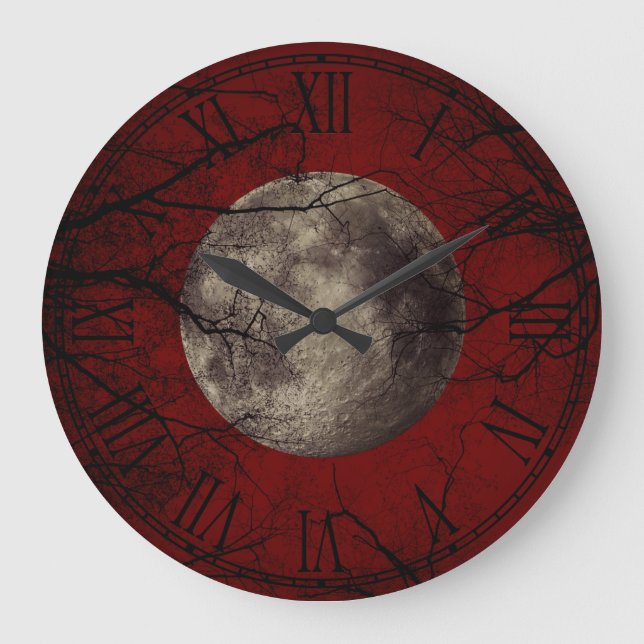 Spooky Moon Halloween Prints Large Clock (Front)