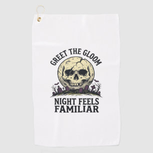 Spooky Moon Skull Halloween Graphic Shirt_1 Golf Towel