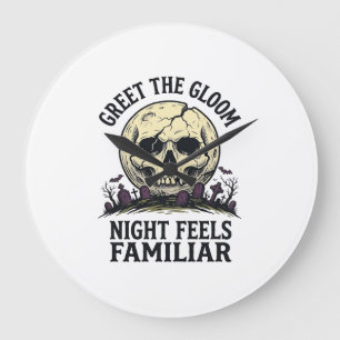 Spooky Moon Skull Halloween Graphic Shirt_1 Large Clock
