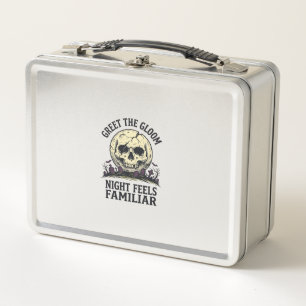 Spooky Moon Skull Halloween Graphic Shirt_1 Metal Lunch Box