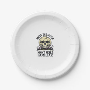 Spooky Moon Skull Halloween Graphic Shirt_1 Paper Plate