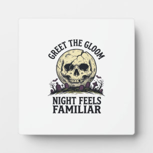 Spooky Moon Skull Halloween Graphic Shirt_1 Plaque