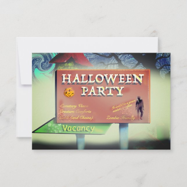 Spooky Motel Sign Invitation (Front)