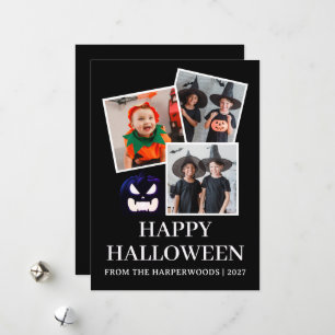 Spooky Multi Photo Tilted Polaroid Happy Halloween Holiday Card