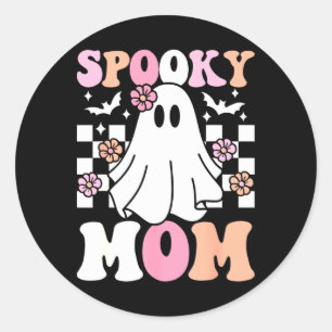 Spooky Mum Halloween Ghost Costume Retro Groovy Classic Round Sticker