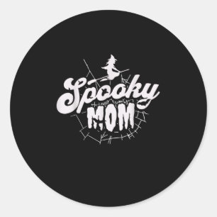 Spooky Mum Halloween Witch Cute Spooky Mama Classic Round Sticker