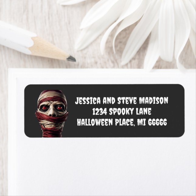 Spooky Mummy Halloween Ghoul Zombie Return Address Label (Insitu)