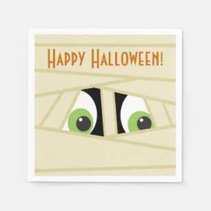 Spooky Mummy Head Halloween Paper Napkins