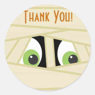 Spooky Mummy Head Halloween Party Sticker