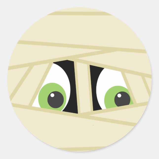 Spooky Mummy Head Halloween Party Sticker (Front)