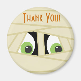 Spooky Mummy Head Halloween Thank You Magnet