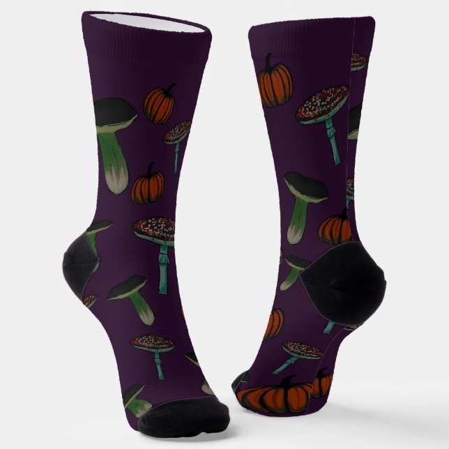Spooky mushroom socks (Angled)