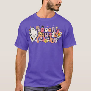 Spooky Music Teacher Retro Ghost Funny Halloween C T-Shirt