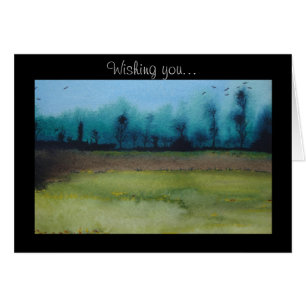 Spooky mystic woodland landscape blank art card