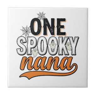 Spooky Nana Halloween Ghost Vintage Shirt Design_1 Ceramic Tile