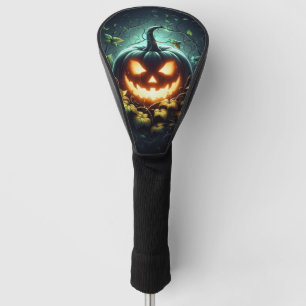Spooky nature glowing Halloween pumpkin Golf Head Cover