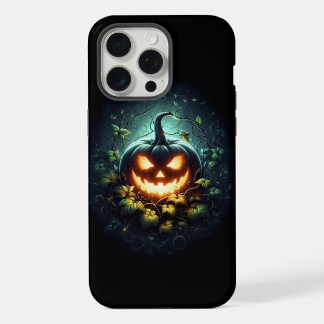 Spooky nature glowing Halloween pumpkin iPhone Case (Back)