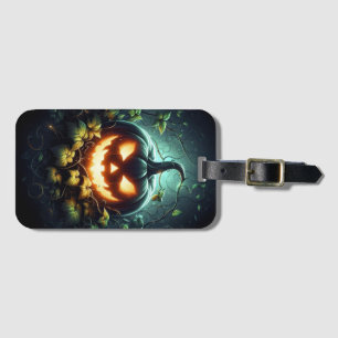 Spooky nature glowing Halloween pumpkin Luggage Tag