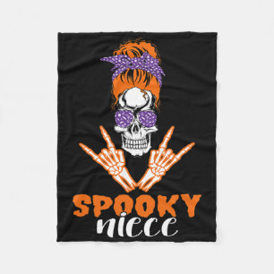 Spooky Niece Design For Halloween Funny Skull Fleece Blanket