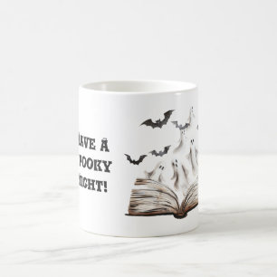 Spooky Night Book Ghosts Bats Coffee Mug