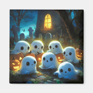 Spooky Night Cemetery Cute Halloween Ghost Magnet