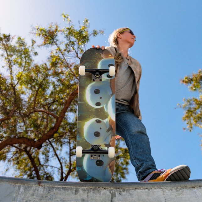 Spooky Night Cemetery Cute Halloween Ghost Skateboard (Outdoor 1)