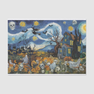 Spooky Night-Halloween Ghostly Skull Haunted House Tissue Paper