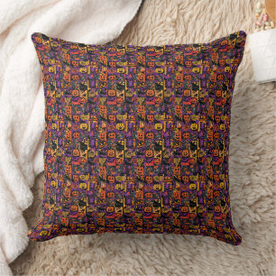Spooky Night Halloween– Pumpkins & Bats Cushion