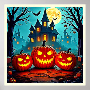 Spooky Night Haunted House Thrills Poster