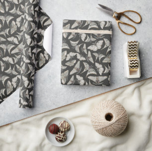 Spooky Night Moth Pattern Wrapping Paper