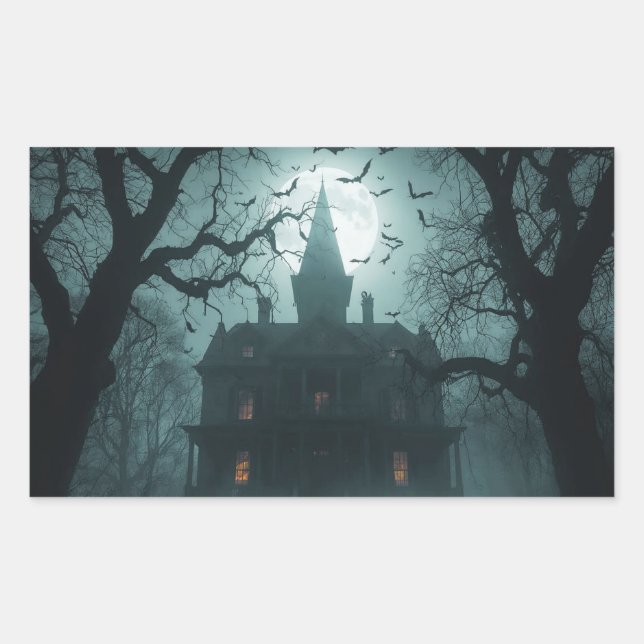 Spooky Night with Jack-o'-Lanterns Rectangular Sticker (Front)