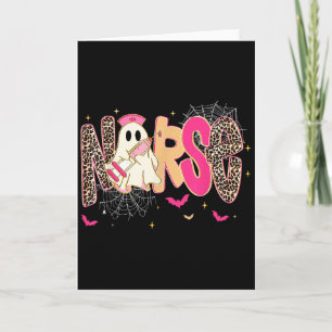 Spooky Nurse Ghost Halloween Costume Rn Cna Leopar Card