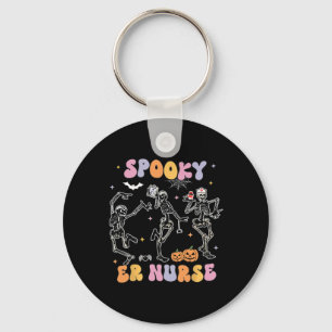 Spooky Nurse Ghost Halloween Cute Groovy Nursing H Key Ring
