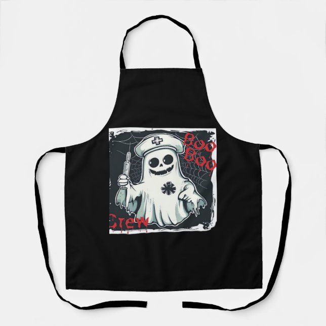 Spooky Nurse Ghost Haunted Hospital Crew Ghostly N Apron (Front)