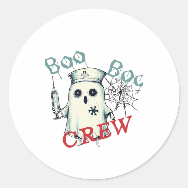 Spooky Nurse Ghost Haunted Hospital Crew Ghostly N Classic Round Sticker (Front)