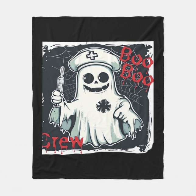 Spooky Nurse Ghost Haunted Hospital Crew Ghostly N Fleece Blanket (Front)