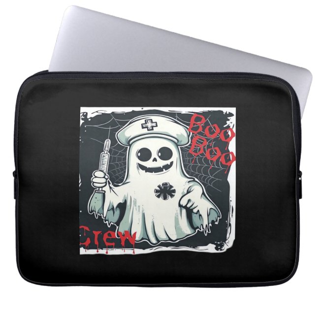 Spooky Nurse Ghost Haunted Hospital Crew Ghostly N Laptop Sleeve (Front)