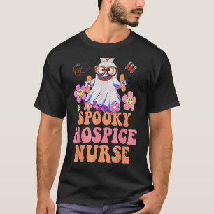 Spooky Nurse Ghost Retro Groovy Flower Hospice Nur T-Shirt