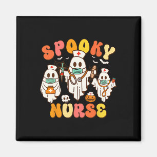 Spooky Nurse Groovy Halloween Ghost Magnet