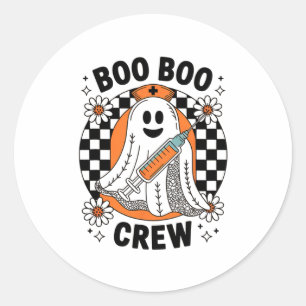 Spooky Nurse Halloween Cute Lace Ghost Boo Boo Cre Classic Round Sticker