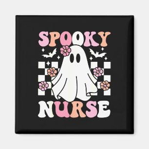 Spooky Nurse Halloween Ghost Costume Retro Groovy Magnet