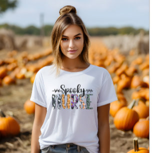 Spooky Nurse Halloween heartbeat fun font T-Shirt